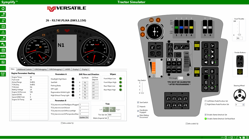 Intuitive interface in LabVIEW for tractor simulator