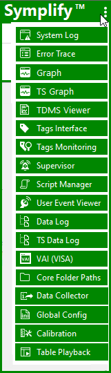 Symplify 3.4 Main menu