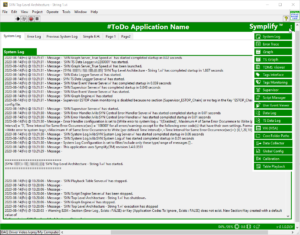 Symplify Top Level application with main menu expanded 