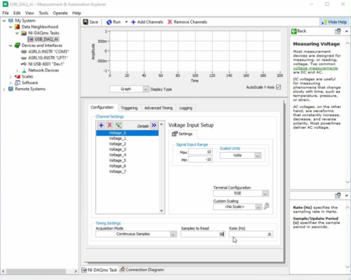 Analog Input configuration in NI MAX