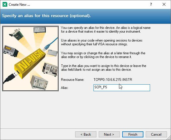 Configuring a SCPI power supply in MAX